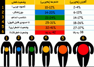 مقدار چربی بدن (به درصد)